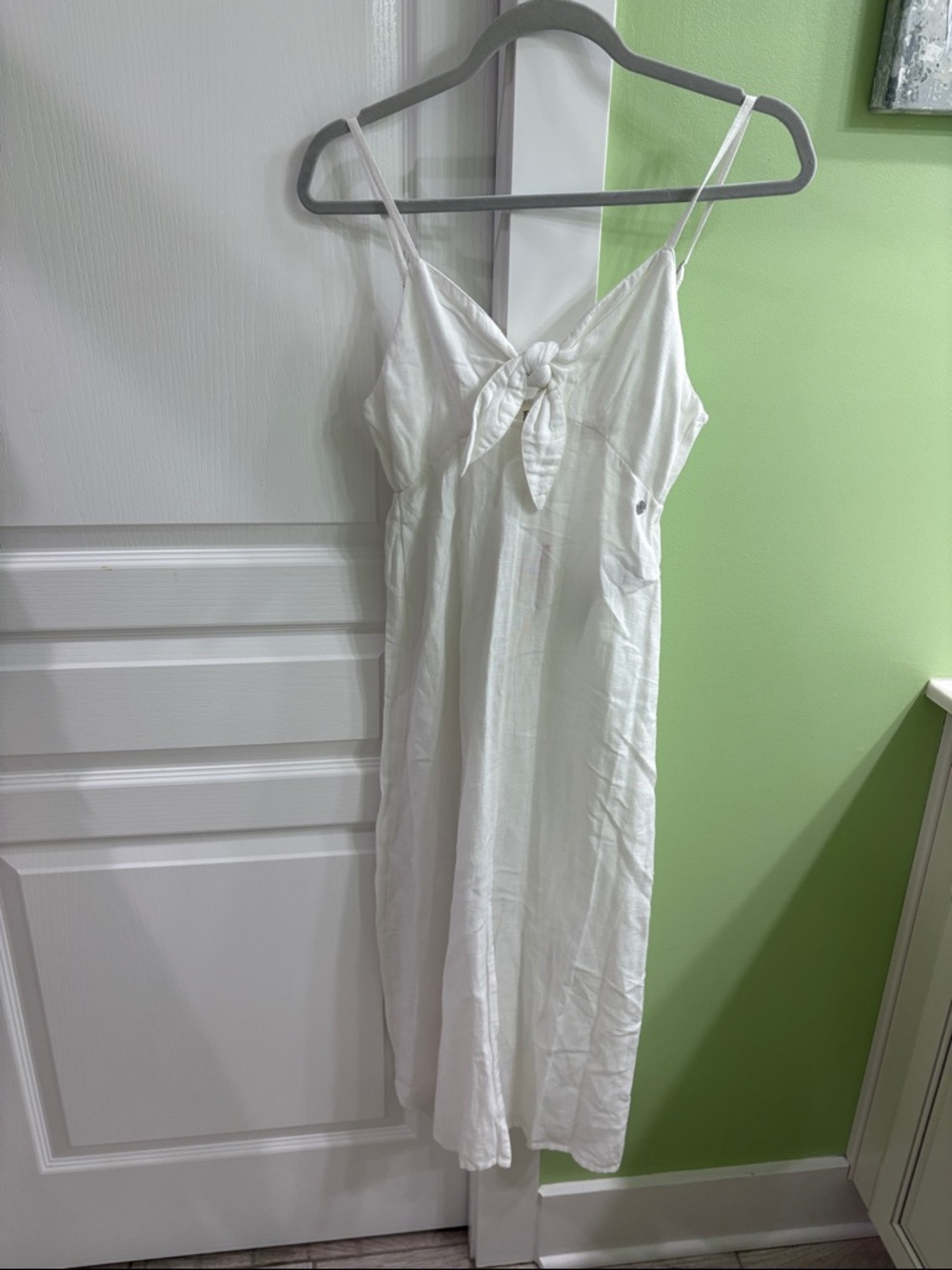Roxy White Tie-Front Midi Dress